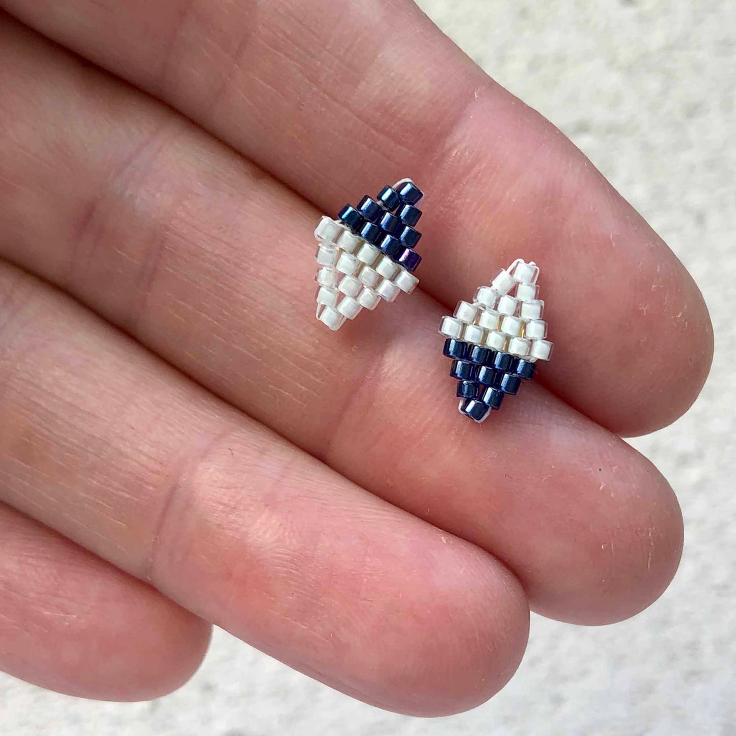 Tiny Studs Diamond Two Tone - Midnight and Baby Blue