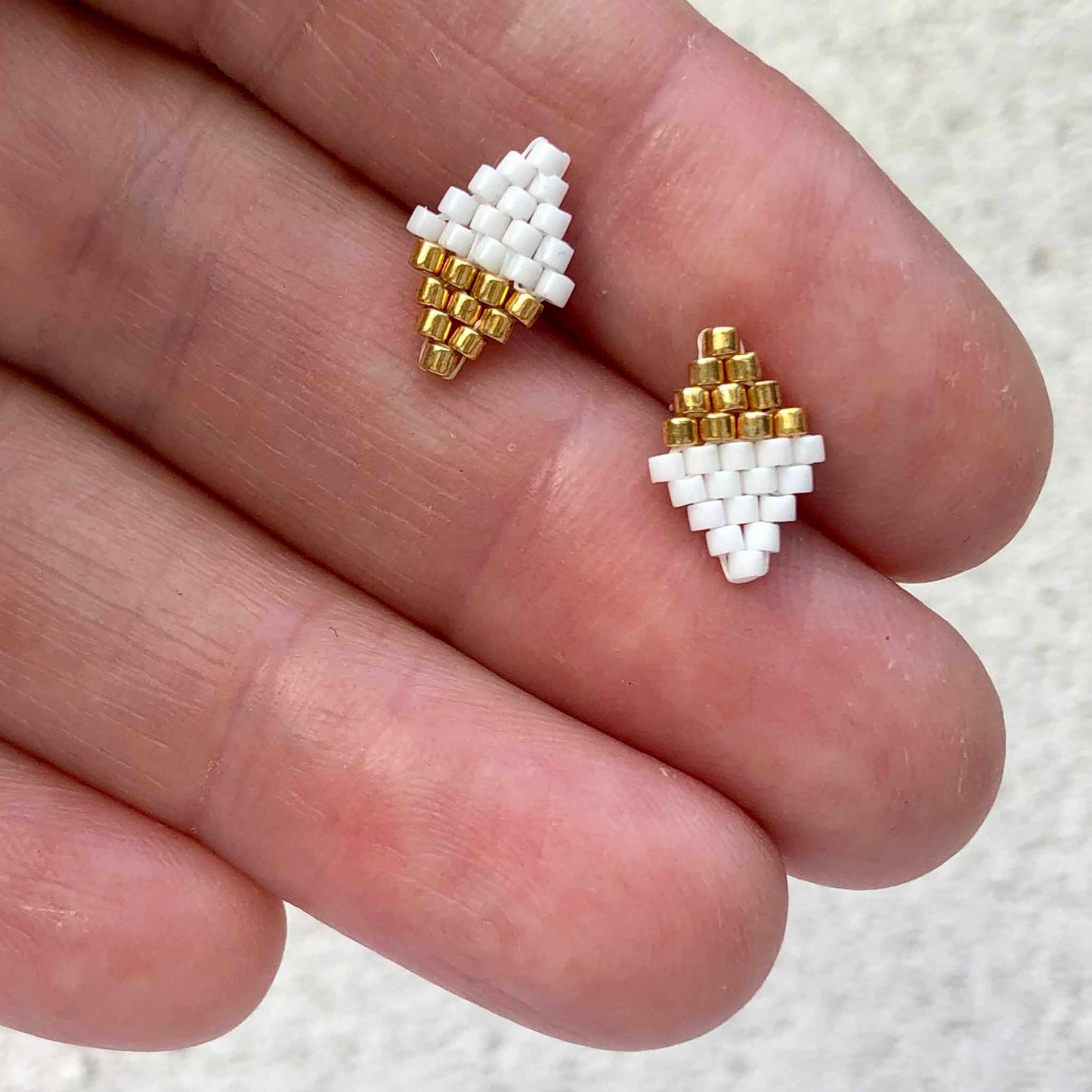 Tiny Studs Diamond Two Tone - White and Gold